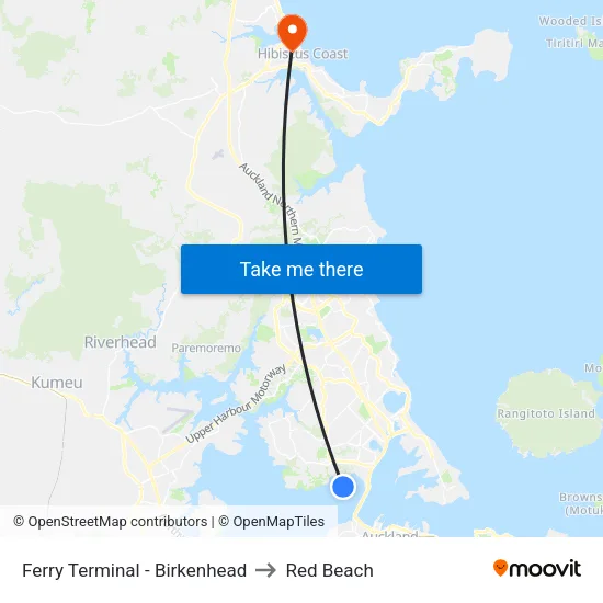 Ferry Terminal - Birkenhead to Red Beach map