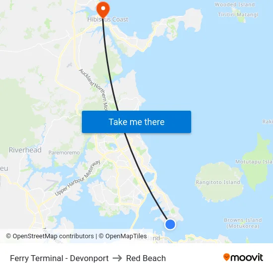 Ferry Terminal - Devonport to Red Beach map