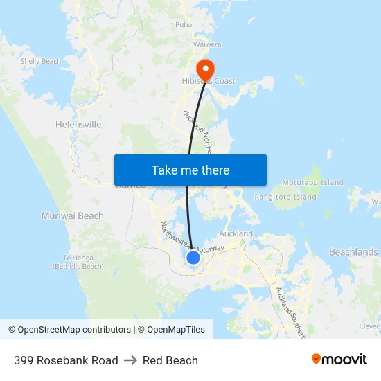 399 Rosebank Road to Red Beach map