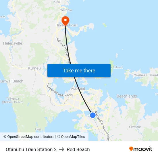 Otahuhu Train Station 2 to Red Beach map