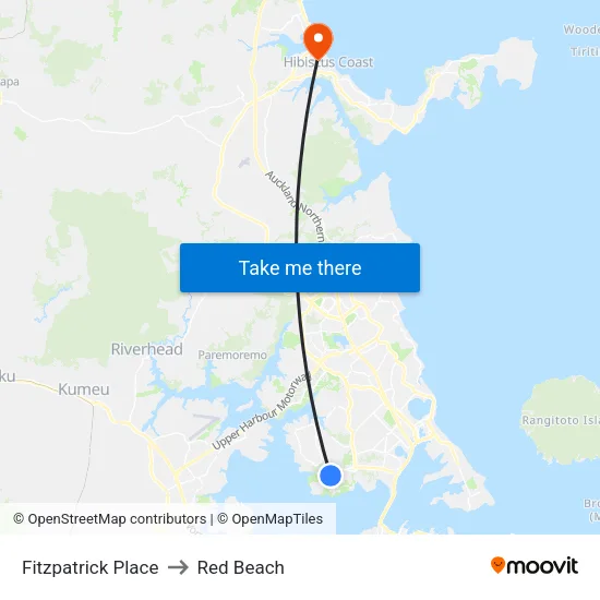 Fitzpatrick Place to Red Beach map