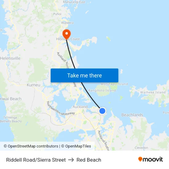 Riddell Road/Sierra Street to Red Beach map
