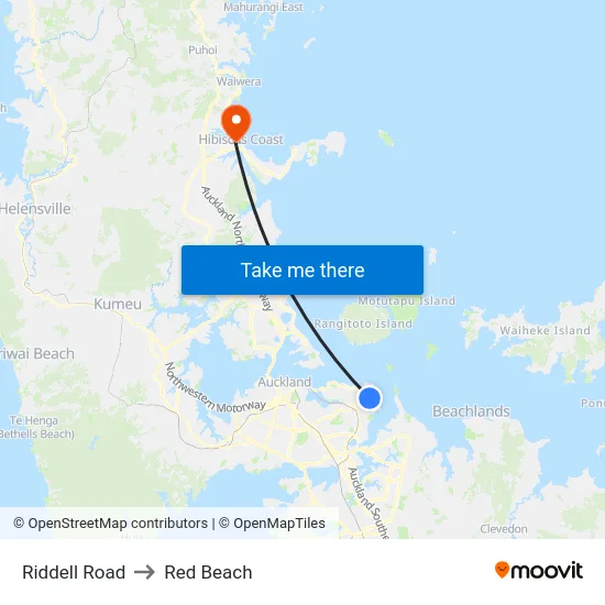 Riddell Road to Red Beach map