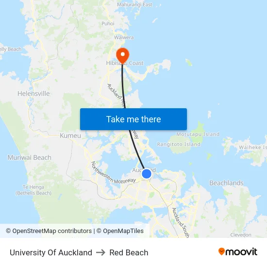 University Of Auckland to Red Beach map