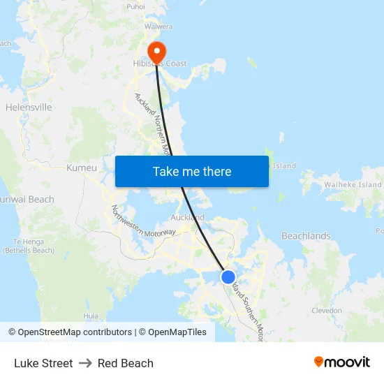Luke Street to Red Beach map