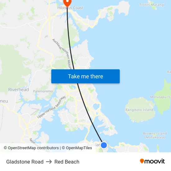 Gladstone Road to Red Beach map
