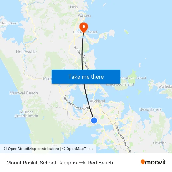 Mount Roskill School Campus to Red Beach map