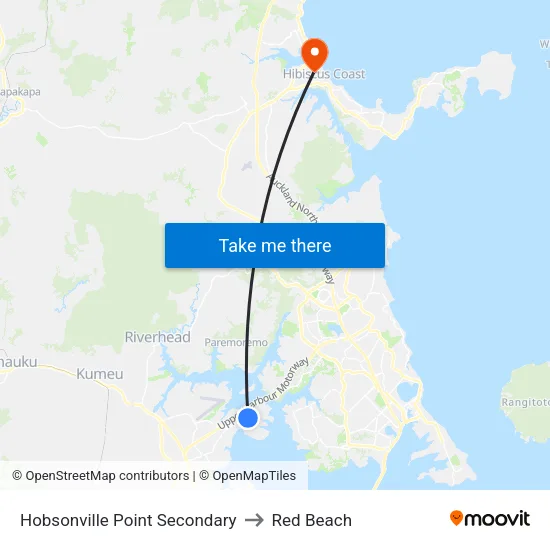 Hobsonville Point Secondary to Red Beach map
