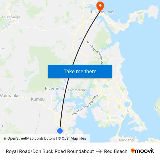 Royal Road/Don Buck Road Roundabout to Red Beach map