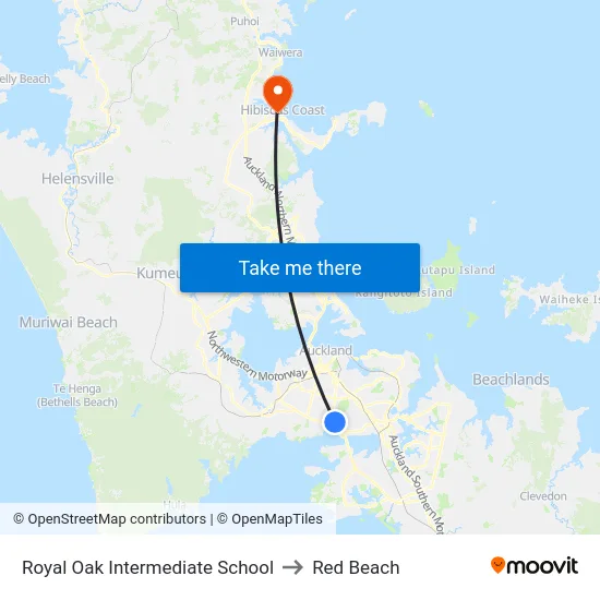Royal Oak Intermediate School to Red Beach map