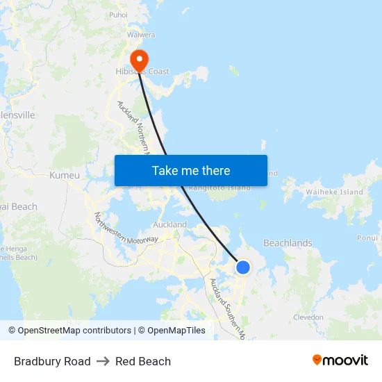 Bradbury Road to Red Beach map