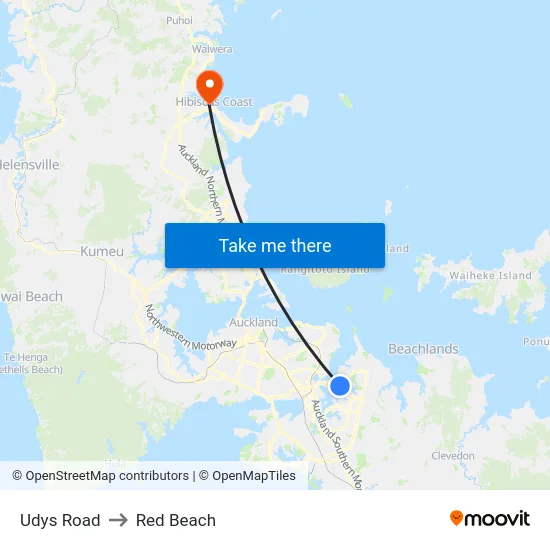 Udys Road to Red Beach map