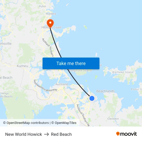 New World Howick to Red Beach map