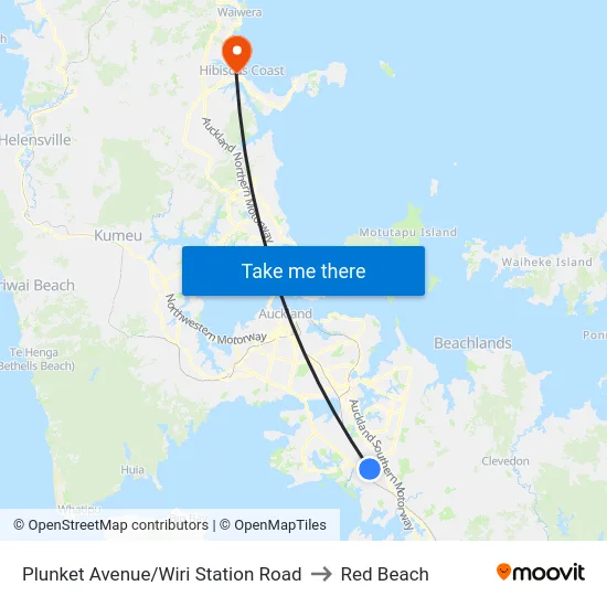 Plunket Avenue/Wiri Station Road to Red Beach map