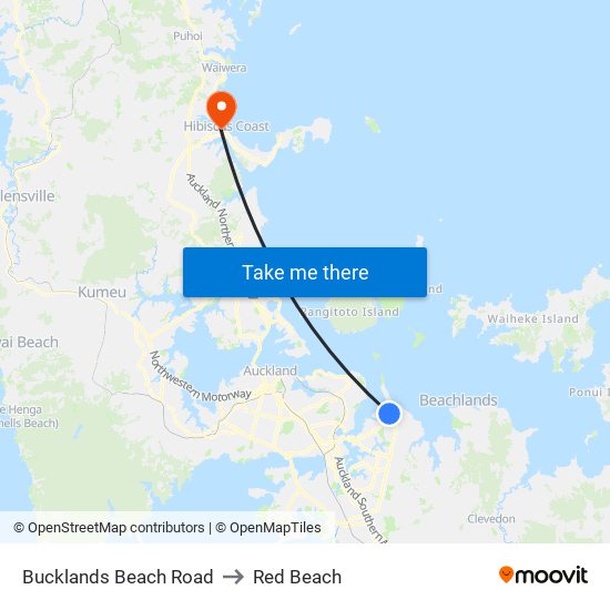 Bucklands Beach Road to Red Beach map