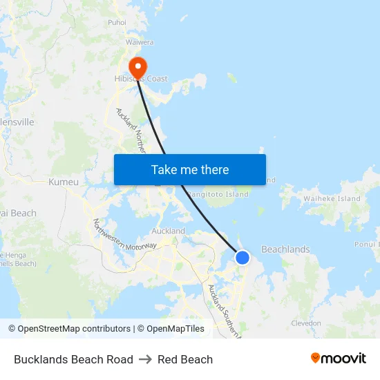 Bucklands Beach Road to Red Beach map