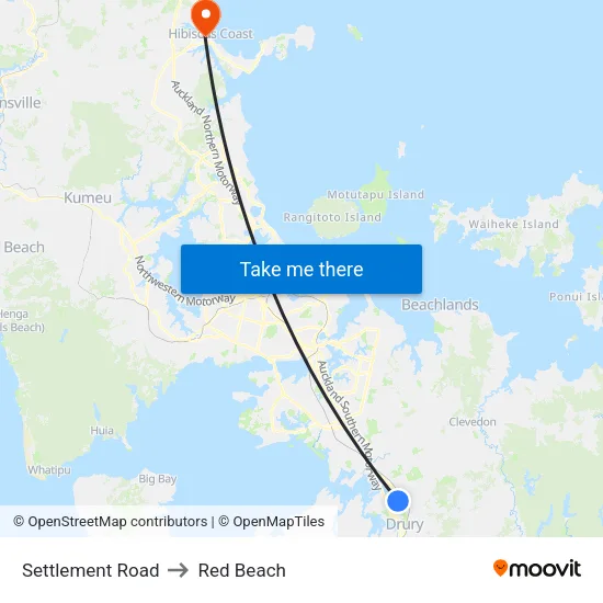 Settlement Road to Red Beach map