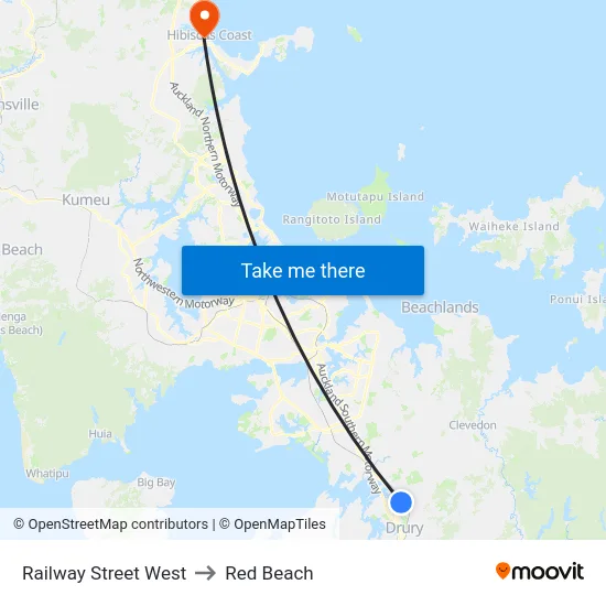 Railway Street West to Red Beach map