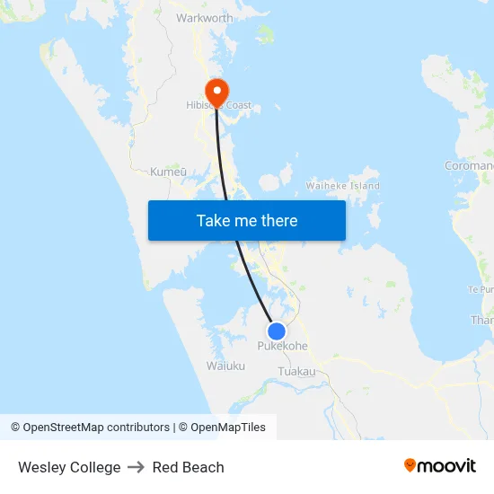 Wesley College to Red Beach map