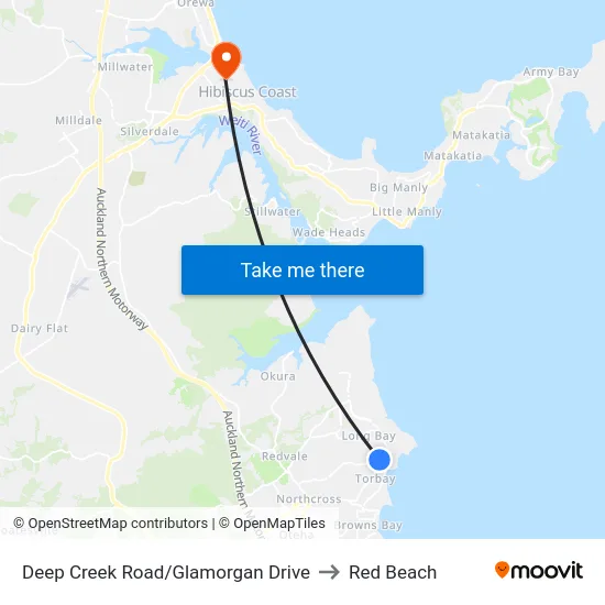 Deep Creek Road/Glamorgan Drive to Red Beach map