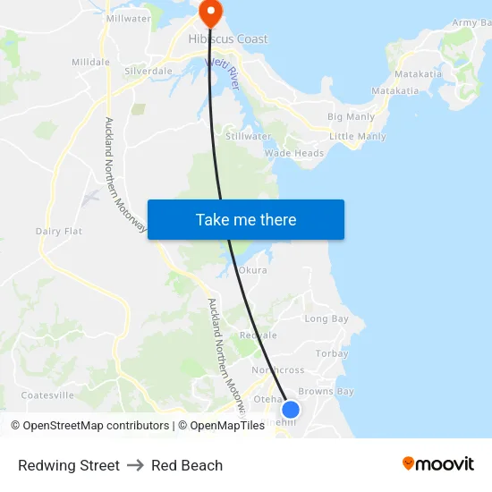 Redwing Street to Red Beach map