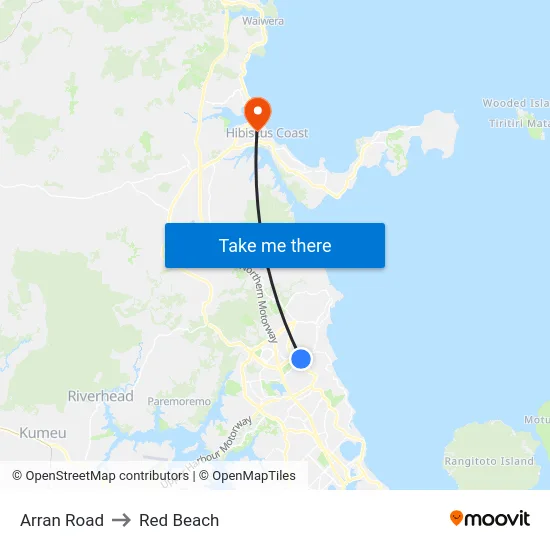Arran Road to Red Beach map