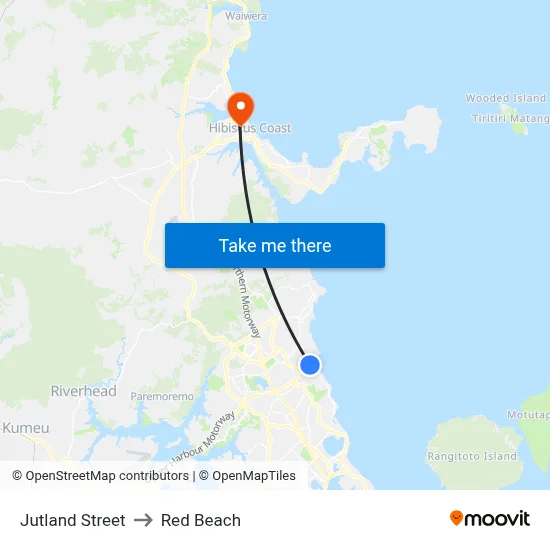 Jutland Street to Red Beach map