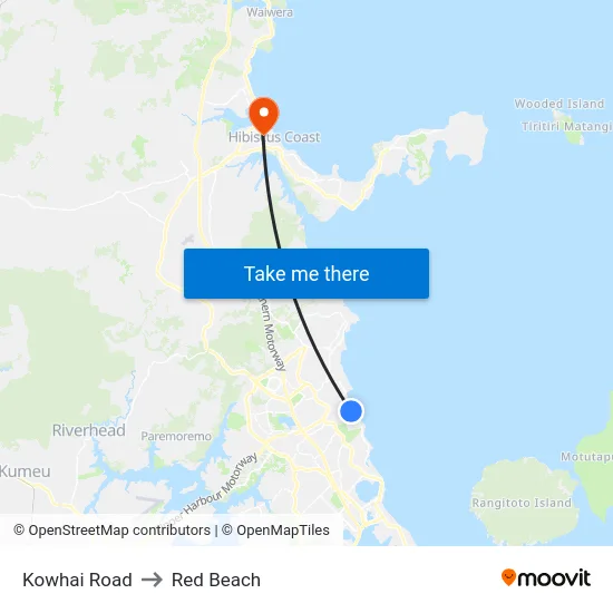 Kowhai Road to Red Beach map