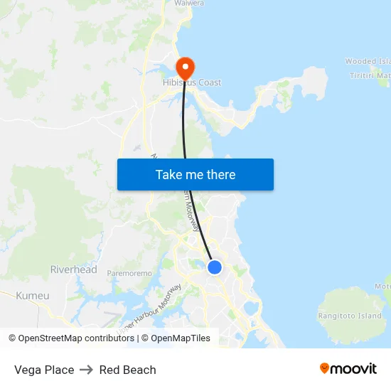 Vega Place to Red Beach map
