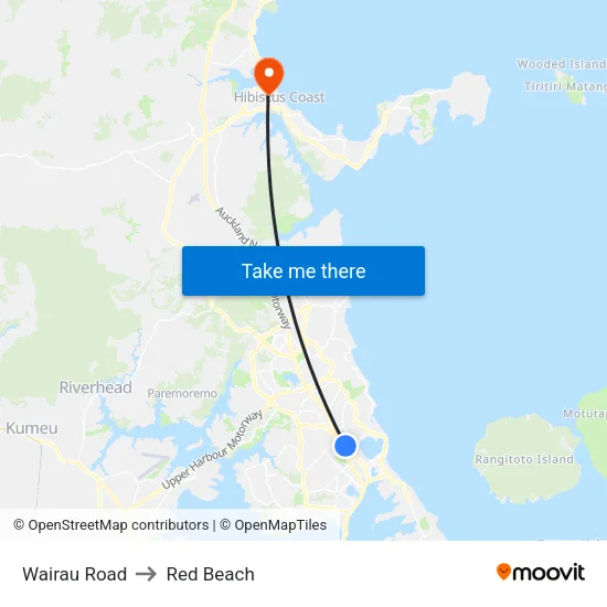Wairau Road to Red Beach map