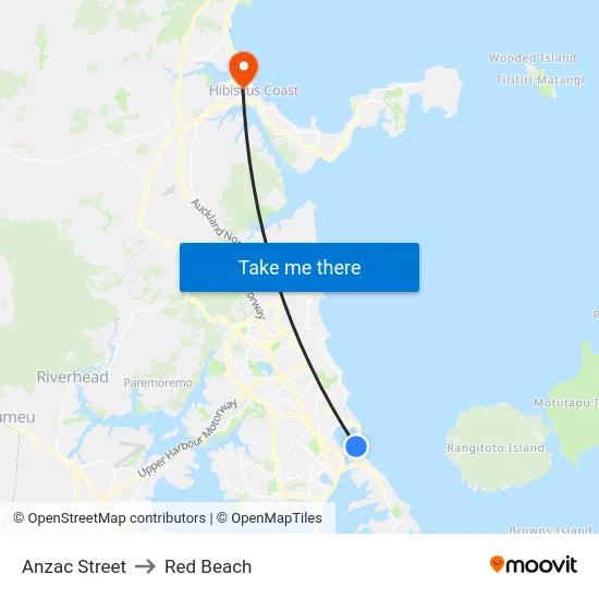 Anzac Street to Red Beach map