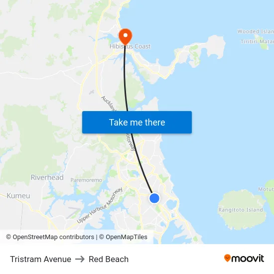 Tristram Avenue to Red Beach map