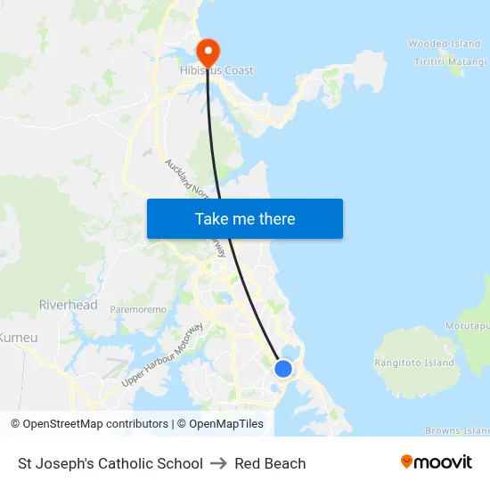 St Joseph's Catholic School to Red Beach map