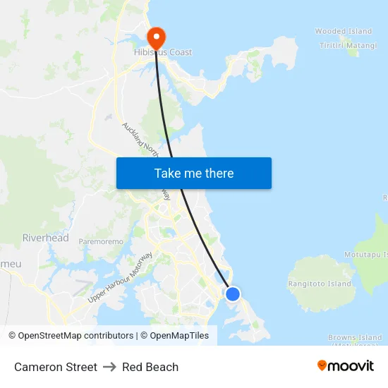Cameron Street to Red Beach map