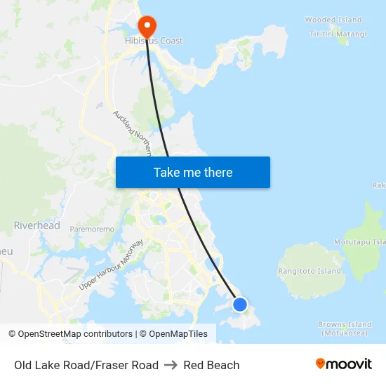 Old Lake Road/Fraser Road to Red Beach map