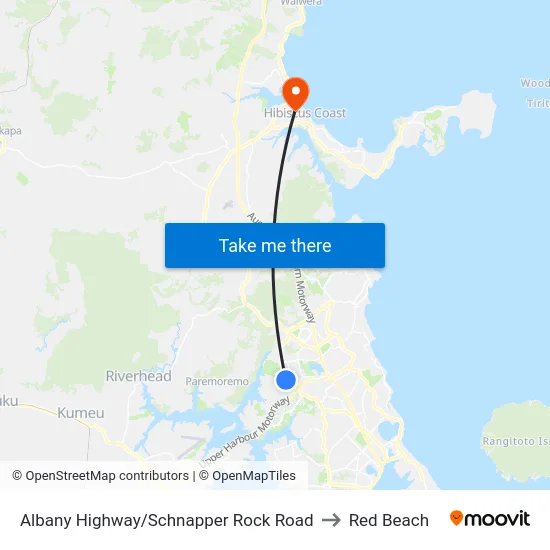 Albany Highway/Schnapper Rock Road to Red Beach map