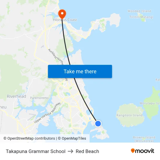 Takapuna Grammar School to Red Beach map