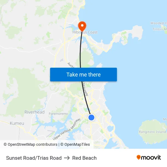 Sunset Road/Trias Road to Red Beach map