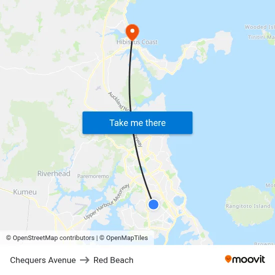 Chequers Avenue to Red Beach map