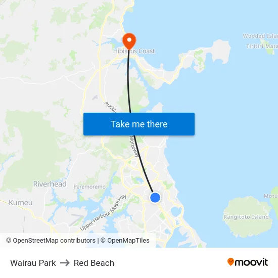 Wairau Park to Red Beach map