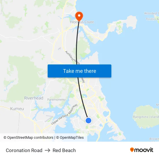 Coronation Road to Red Beach map