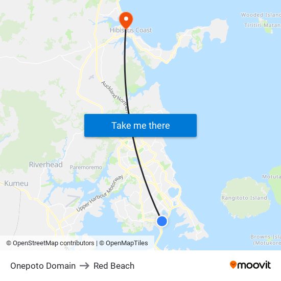 Onepoto Domain to Red Beach map