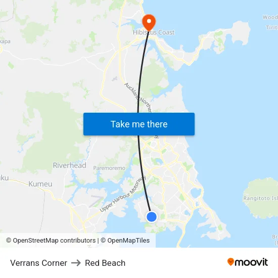 Verrans Corner to Red Beach map