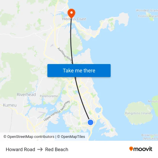 Howard Road to Red Beach map