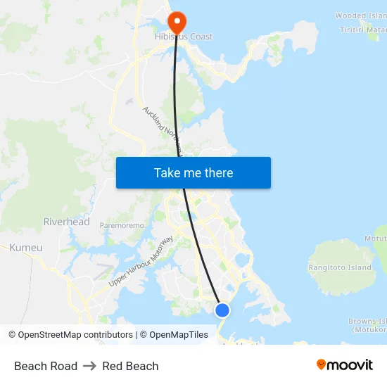 Beach Road to Red Beach map