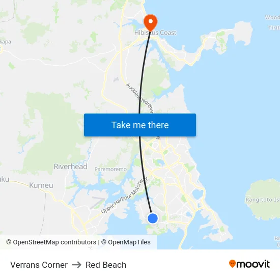 Verrans Corner to Red Beach map