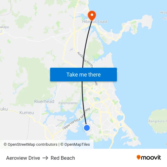 Aeroview Drive to Red Beach map