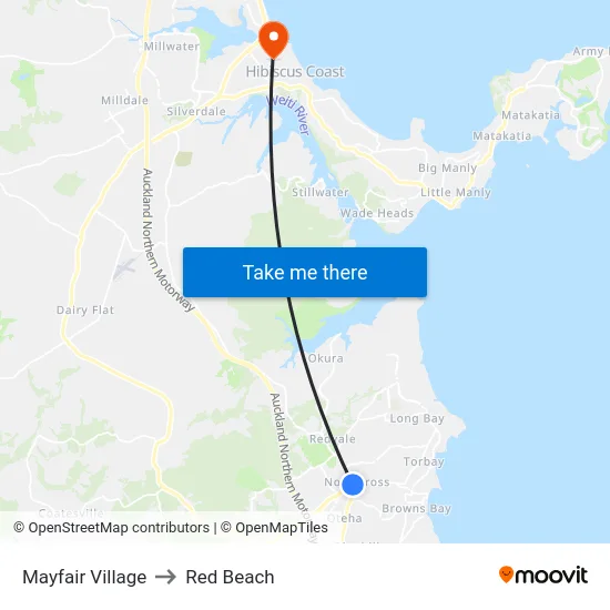 Mayfair Village to Red Beach map