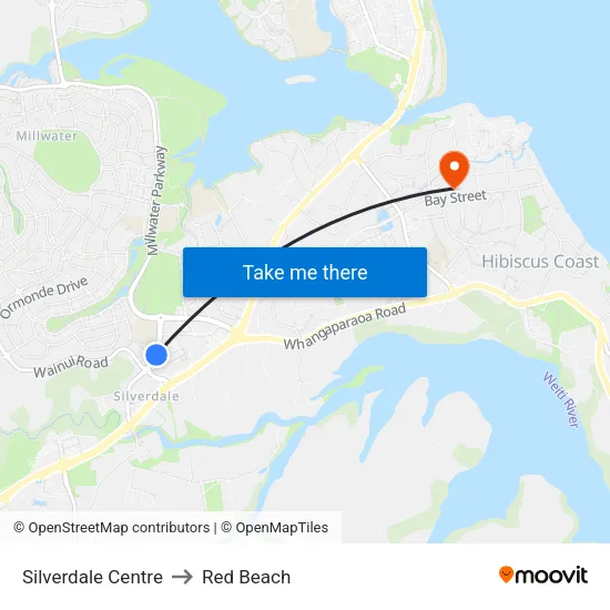 Silverdale Centre to Red Beach map