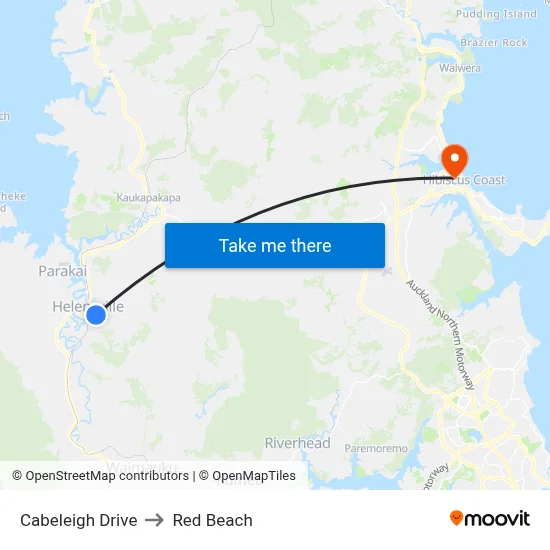 Cabeleigh Drive to Red Beach map